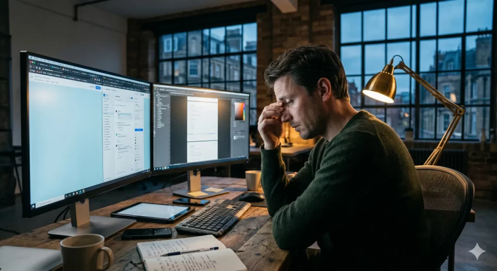 Infographic over digitale vermoeidheid verminderen met tips tegen online overprikkeling en mentale belasting op het werk