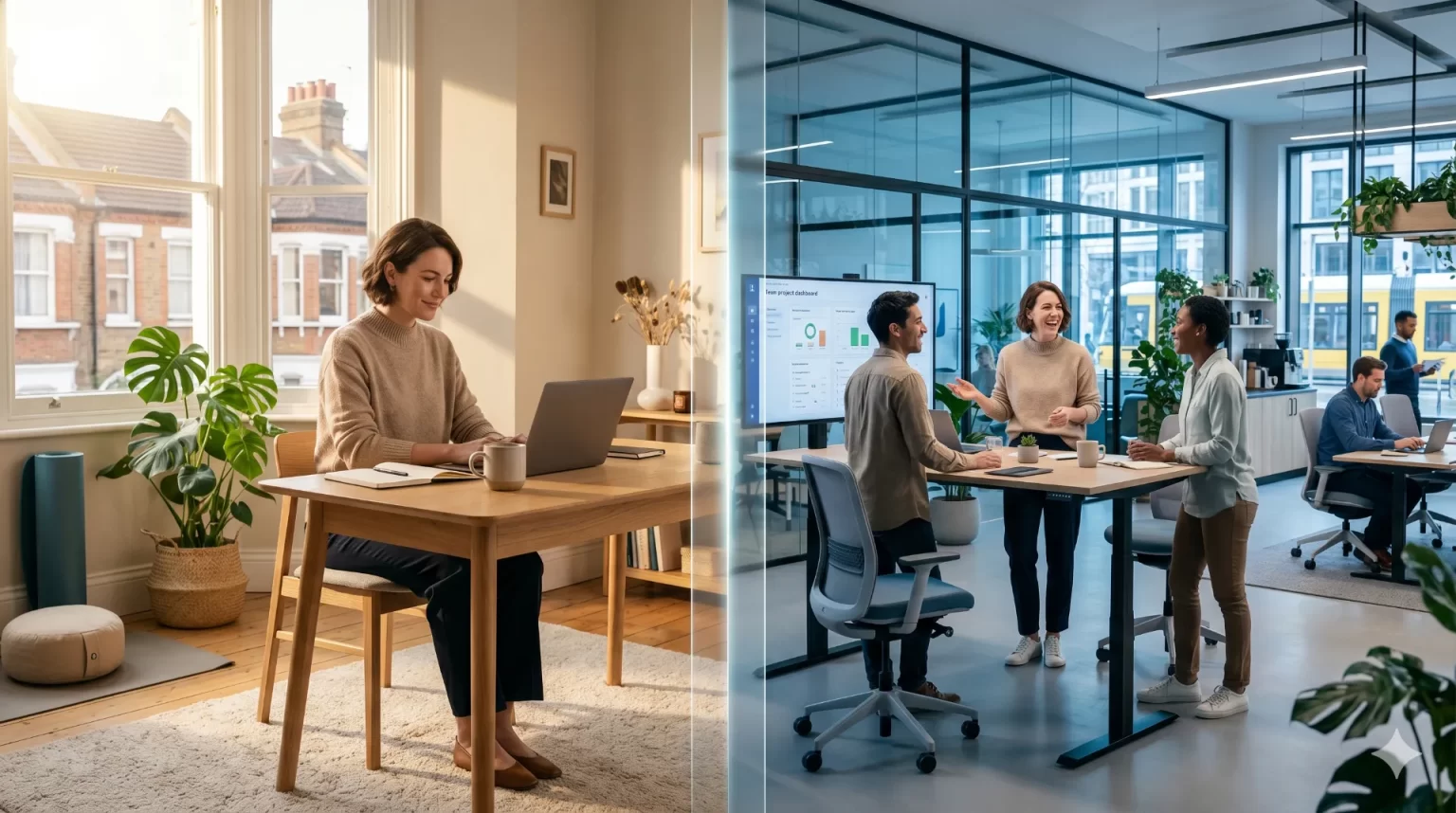 Hybride werken en werkgeluk: werknemers balanceren kantoor en thuiswerk voor betere flexibiliteit en welzijn