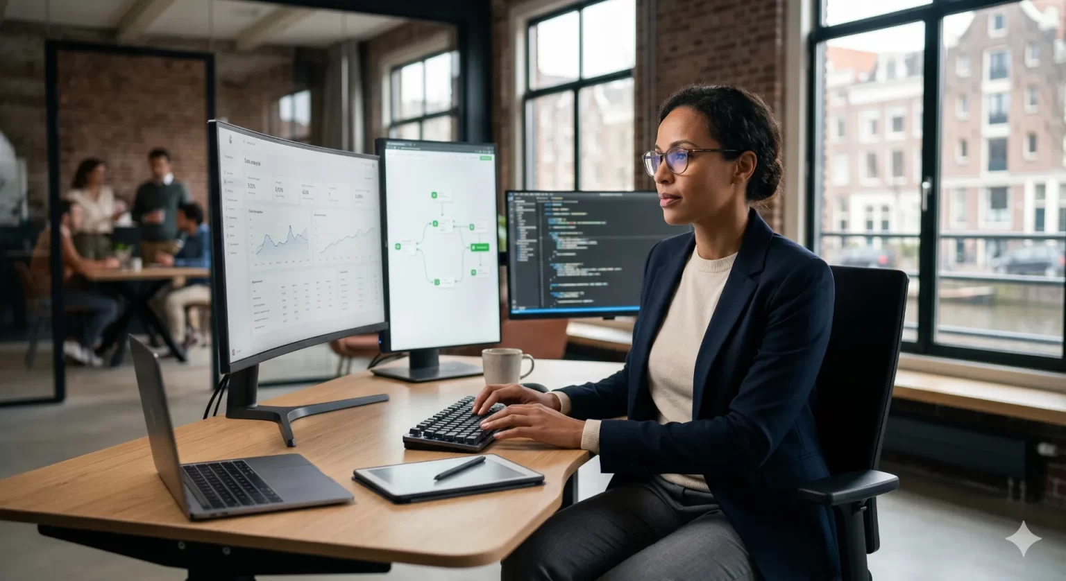 Slimmer werken met automatisering: werknemers gebruiken digitale tools voor efficiënte workflows en mentale welzijn op het we